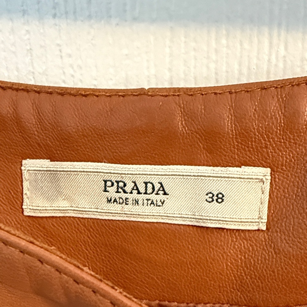Prada Caramel Color Lamb Leather Pencil Skirt